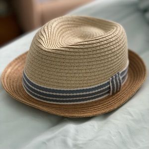 Baby Straw Fedora Hat w Grosgrain Band